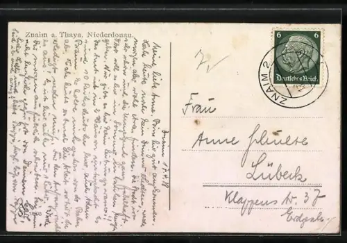 AK Znaim a. Thaya, Ortsansicht in der Ferne