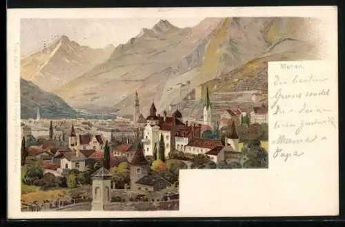 Künstler-AK Meran, Generalansicht