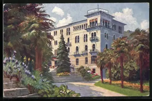AK Lugano, Hotel de la Paix mit Gartenpartie