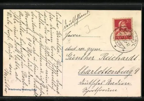AK Wädenswil, Ansicht v. d. Schlossterrasse aus