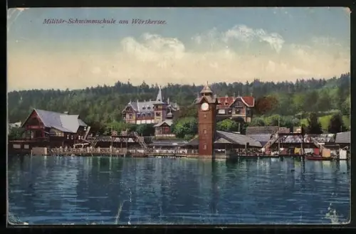 AK Klagenfurt, Blick auf die Militär-Schwimmschule am Wörthersee