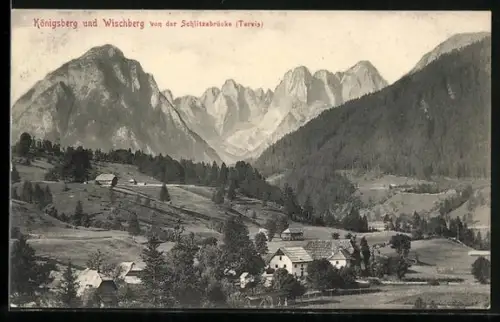 AK Tarvis, Königsberg und Wischberg von der Schlitzabrücke