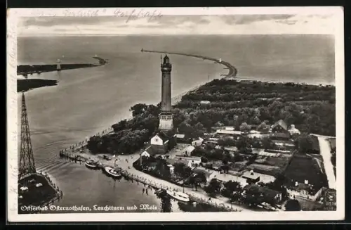 AK Osternothafen, Leuchtturm und Mole, Fliegeraufnahme