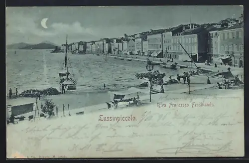 Mondschein-AK Lussinpiccolo, Riva Francesco Ferdinando