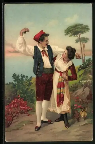 Künstler-AK Junges Paar in italienischer Tracht