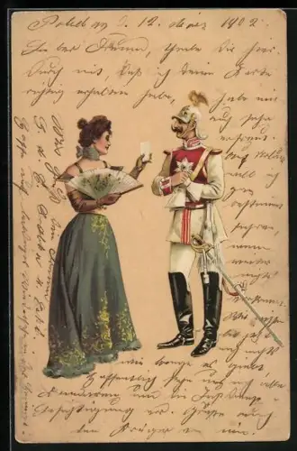 Künstler-AK Soldat des Garde du Corps mit junger Dame