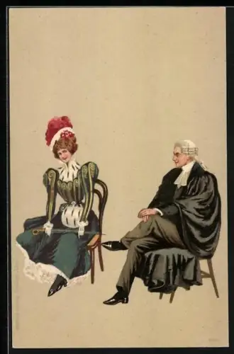 AK Liebespaar sitzt bei einem Eheberater