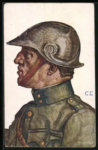 AK Schweizer Soldat in Uniform mit Helm
