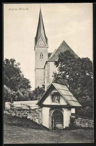 AK Maria-Wörth, Partie an der Kirche
