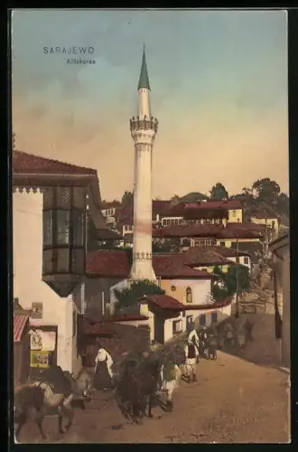 AK Sarajewo, Alifakovac, Teilansicht mit Turm