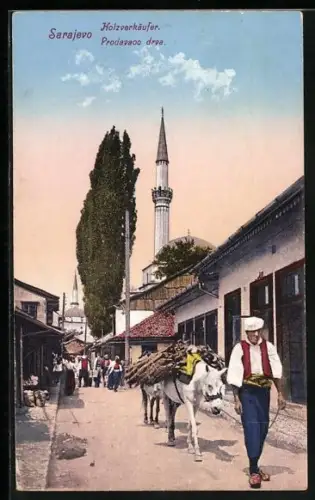AK Sarajewo, Holzverkäufer mit Pferdegespann