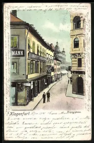 AK Klagenfurt, Kramergasse mit Geschäften