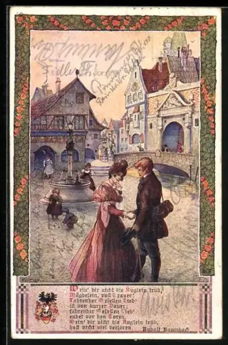 Künstler-AK T. Welzl: Wein` dir nicht die Äuglein trüb..., Abschied