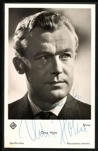 AK Schauspieler Claus Holm im Portrait, Autograph