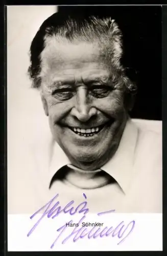 AK Schauspieler Hans Söhnker lachend, Autograph