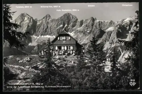 AK Hochwurzenhütte am Ende der Autostrasse Schladming-Rohrmoos-Hochwurzen, Torstein, Dirndin und Mitterspitze