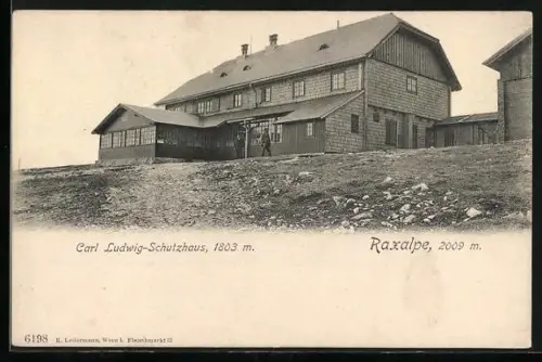 AK Carl Ludwig-Schutzhaus, Berghütte auf der Raxalpe