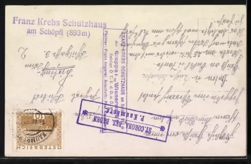 AK Franz Krebs Schutzhaus am Schöpfl