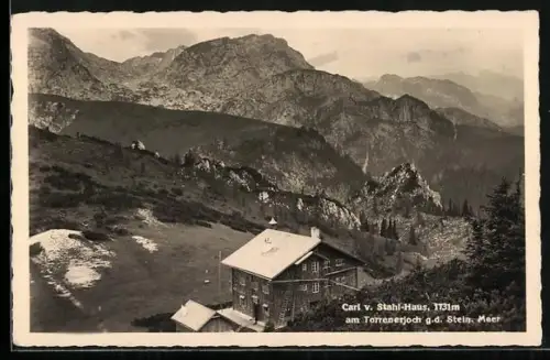 AK Carl von Stahl-Haus am Torrenerjoch gegen das Steinerne Meer