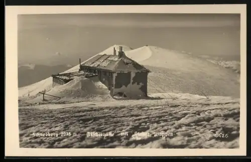 AK Fischerhütte auf dem Schneeberg mit Kloster-Wappen