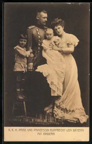 AK Kronprinz Rupprecht & Prinzessin Rupprecht von Bayern mit Kindern