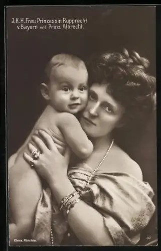 AK J. K. H. Frau Prinzessin Rupprecht mit Prinz Albrecht von Bayern