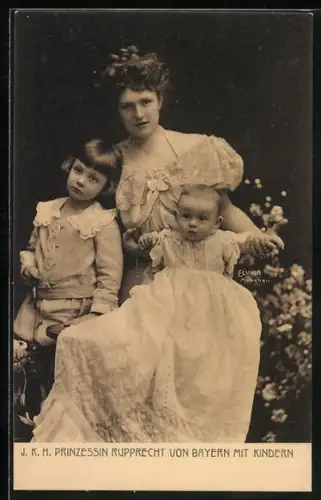 AK I. K. H. Prinzessin Rupprecht von Bayern mit Kindern