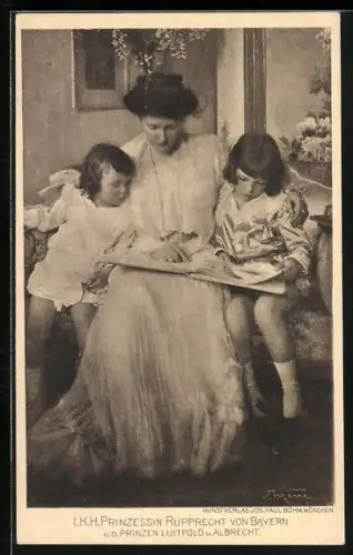AK IKH Prinzessin Rupprecht von Bayern und den Prinzen Luitpold und Albrecht