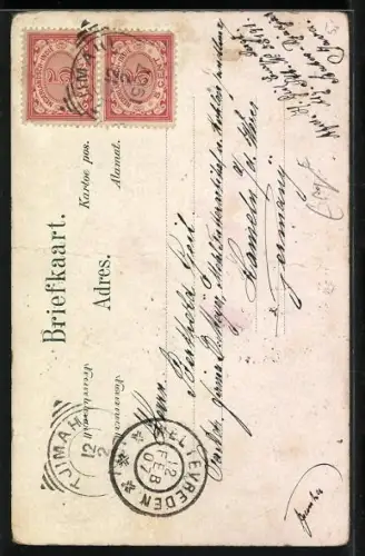 AK Indonesien, Badende javaansche vrouwen, Orang mandi, Indonesische Flagge