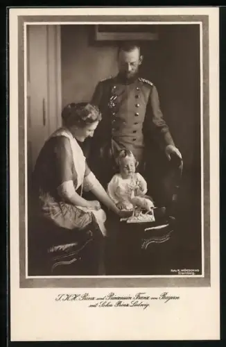 AK Prinz und Prinzessin Franz von Bayern mit Sohn Prinz Ludwig