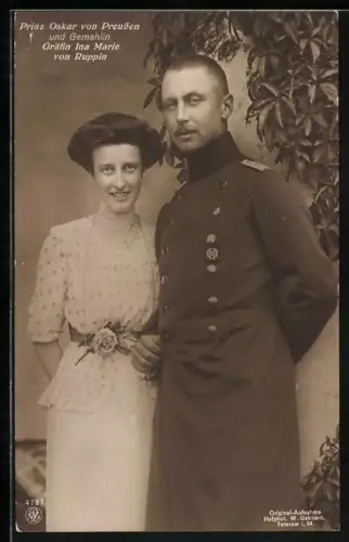 AK Prinz Oskar von Preussen und Gemahlin Gräfin Ina Marie von Bassewitz