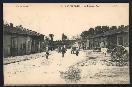 AK Montzeville /Argonne, La Grande Rue, Strassenpartie