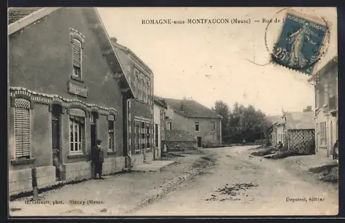 AK Romagne-sous-Montfaucon /Meuse, Une rue, Strassenpartie