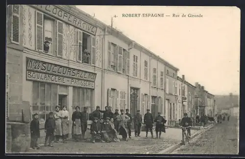 AK Robert-Espagne, Rue de Gironde, Strassenpartie