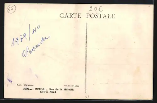 AK Dun-sur-Meuse, Hotel du Commerce, Rue de la Méraille