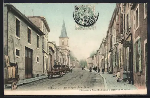 AK Verdun, Rue et Eglise Saint-Victor