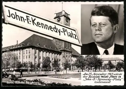 AK Berlin, Präsident der USA John F. Kennedy, Rathaus Schöneberg, John F. Kennedy-Platz
