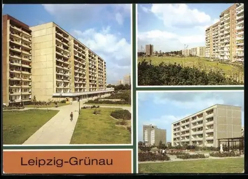 AK Leipzig-Grünau, Blicke in die Alte Salzstrasse, Weissendornstrasse und Grünauer Allee
