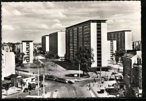 AK Hamburg, Wohnhäuser am Grindel mit Strassenbahn