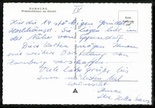 AK Hamburg, Wohnhäuser am Grindel mit Strassenbahn