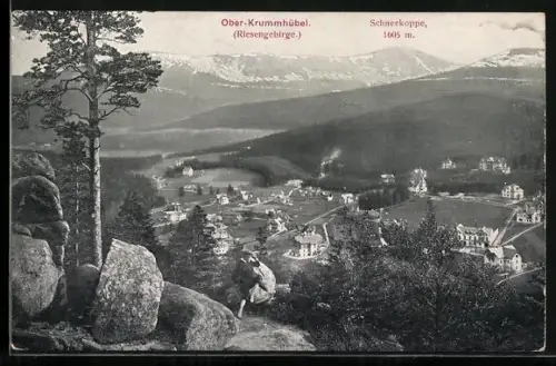 AK Ober-Krummhübel, Talansicht vom Berg