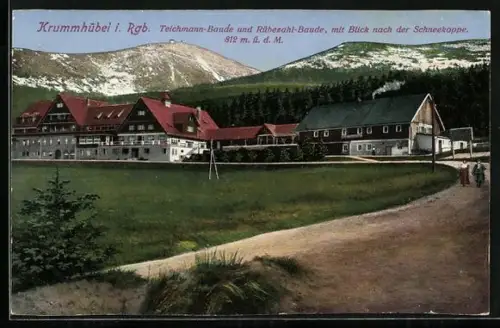AK Teichmannbaude & Rübezahl-Baude mit Blick zur Schneekoppe