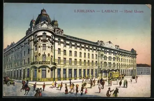 Künstler-AK Laibach, Hotel Union