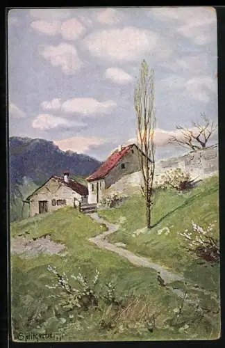 Künstler-AK Splitgerber: Weg zum Ort