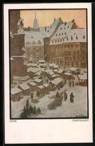 Künstler-AK Carl Biese: Christmarkt im Schnee