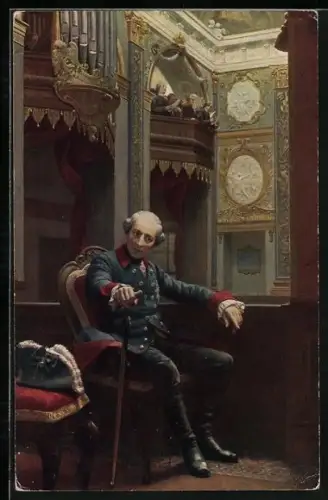 AK Portrait König Friedrich II. (der Grosse) in Loge sitzend
