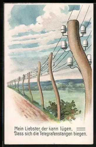 AK Gebogene Telefonleitung durch die ganzen Lügen