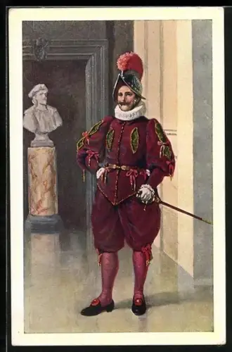 AK Città del Vaticano, Ufficiale Guardie Svizzere, Tenuta di mezza gala, Offizier der Schweizer Garde