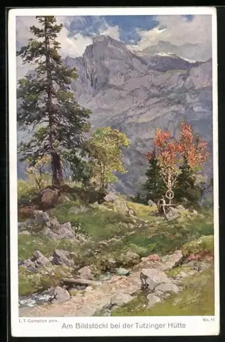 Künstler-AK Edward Theodore Compton: Betende am Bildstöckl bei der Tutzinger Hütte