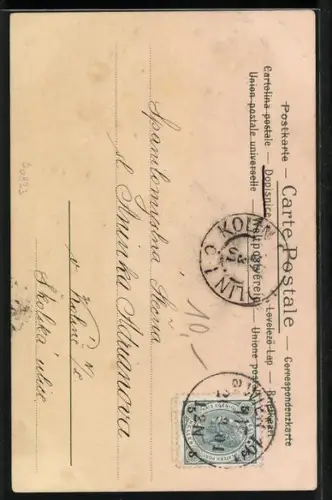 Lithographie Elfen stehen zwischen Pflanzen